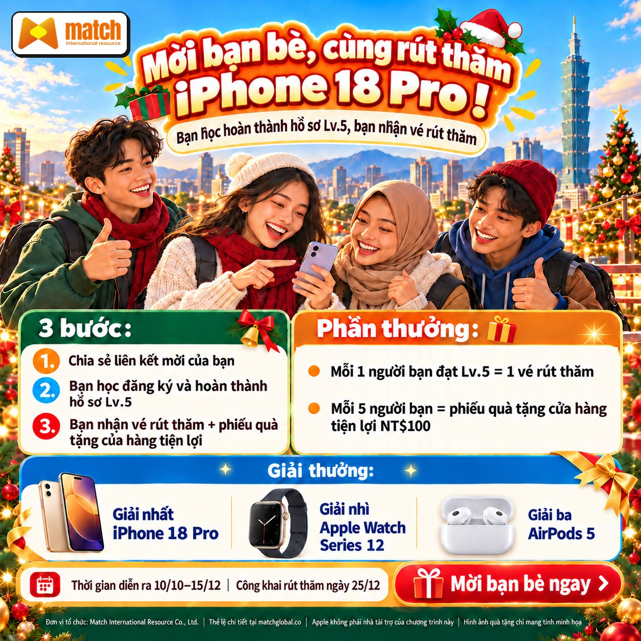 Poster sự kiện mời bạn bè mừng ra mắt ứng dụng của MatchGlobal